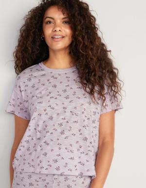 Sunday Sleep Floral Slub-Knit Pajama T-Shirt purple