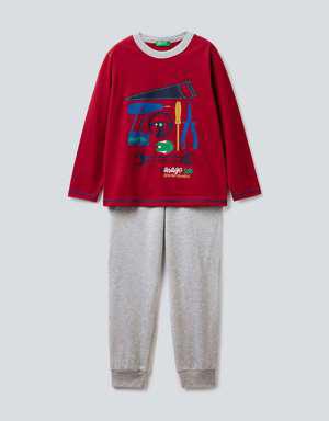 Erkek Çocuk PUDRA Desenli Pijama Takımı