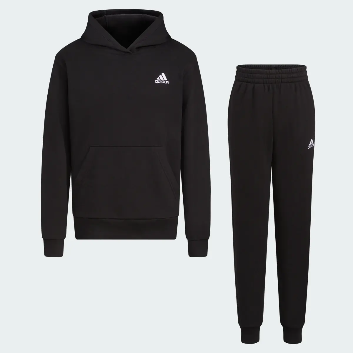 Adidas Two-Piece Long Sleeve Hooded Pullover & Elastic Waistband Jogger Set. 1