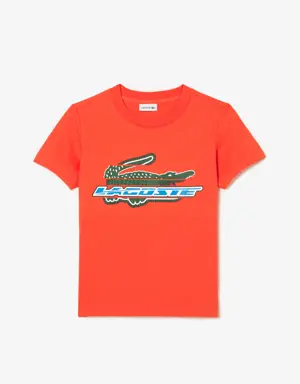 Lacoste Kids’ Contrast Print Cotton Jersey T-Shirt