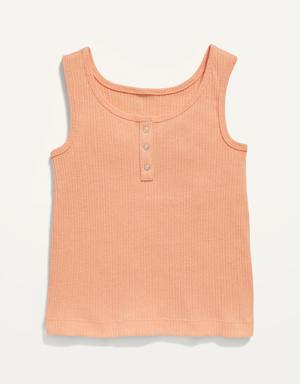 Cropped Rib-Knit Henley Tank Top for Girls red