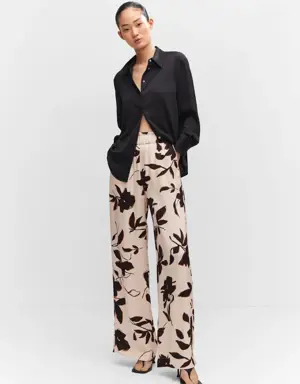 Wide leg printed trousers