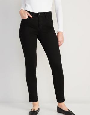 High-Waisted Power Slim Straight Black Jeans for Women black