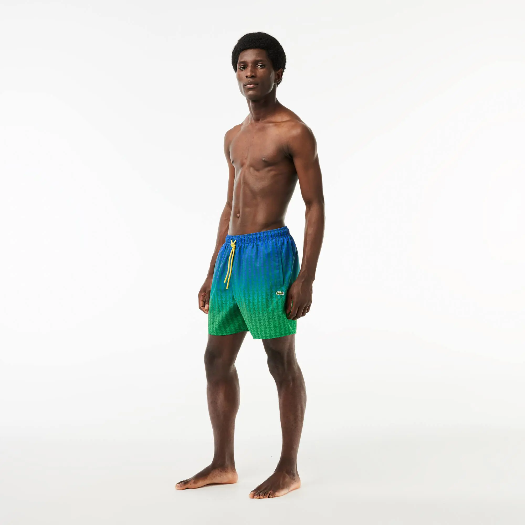 Lacoste Ombré Effect Monogram Swim Trunks. 1