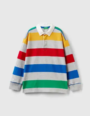 multicolor striped rugby polo