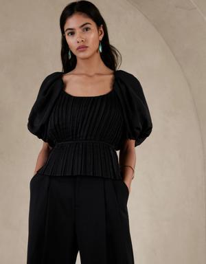 Banana Republic Kali Pleated Top black