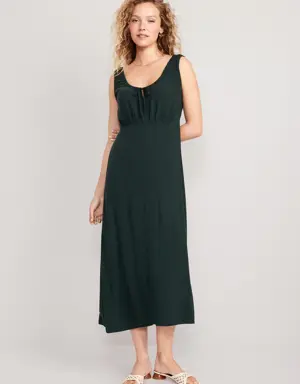 Waist-Defined Tie-Front Midi Dress for Women green