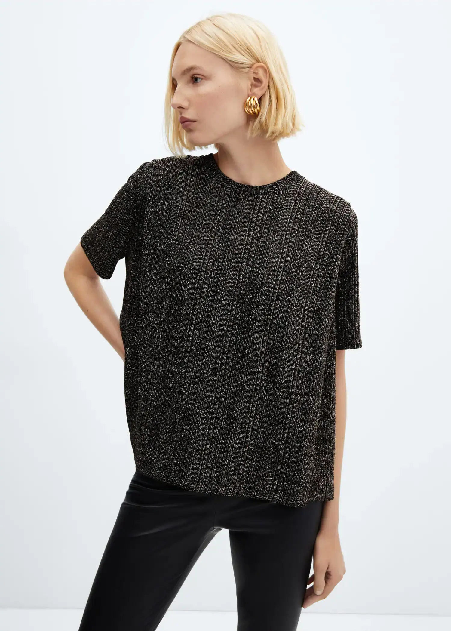 Mango Lurex knitted t-shirt. 2