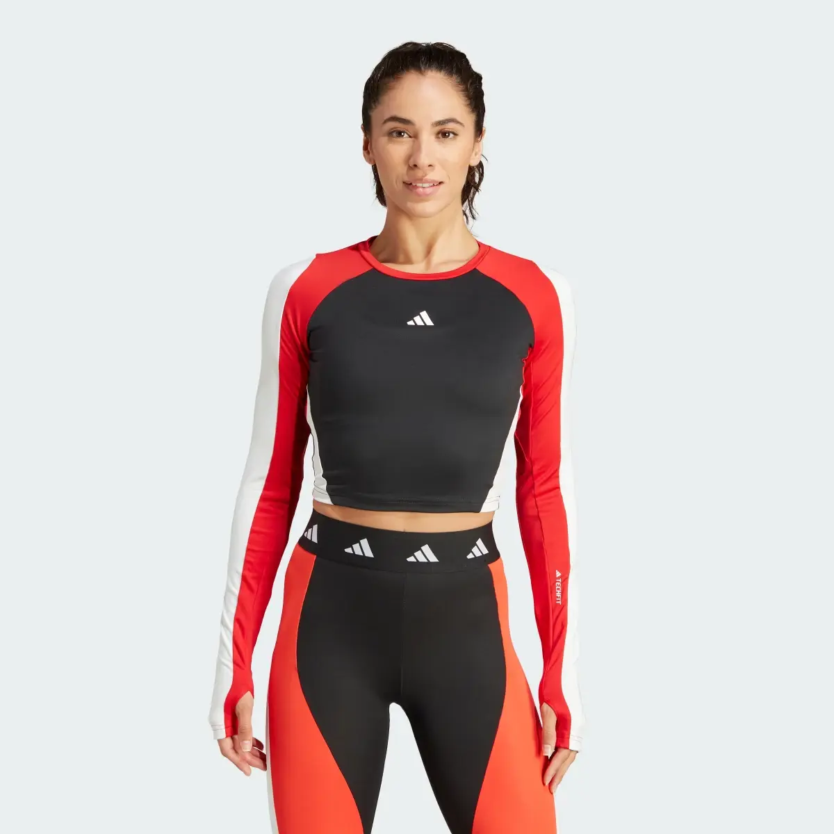 Adidas Techfit AEROREADY Colorblock Long-Sleeve Top. 2