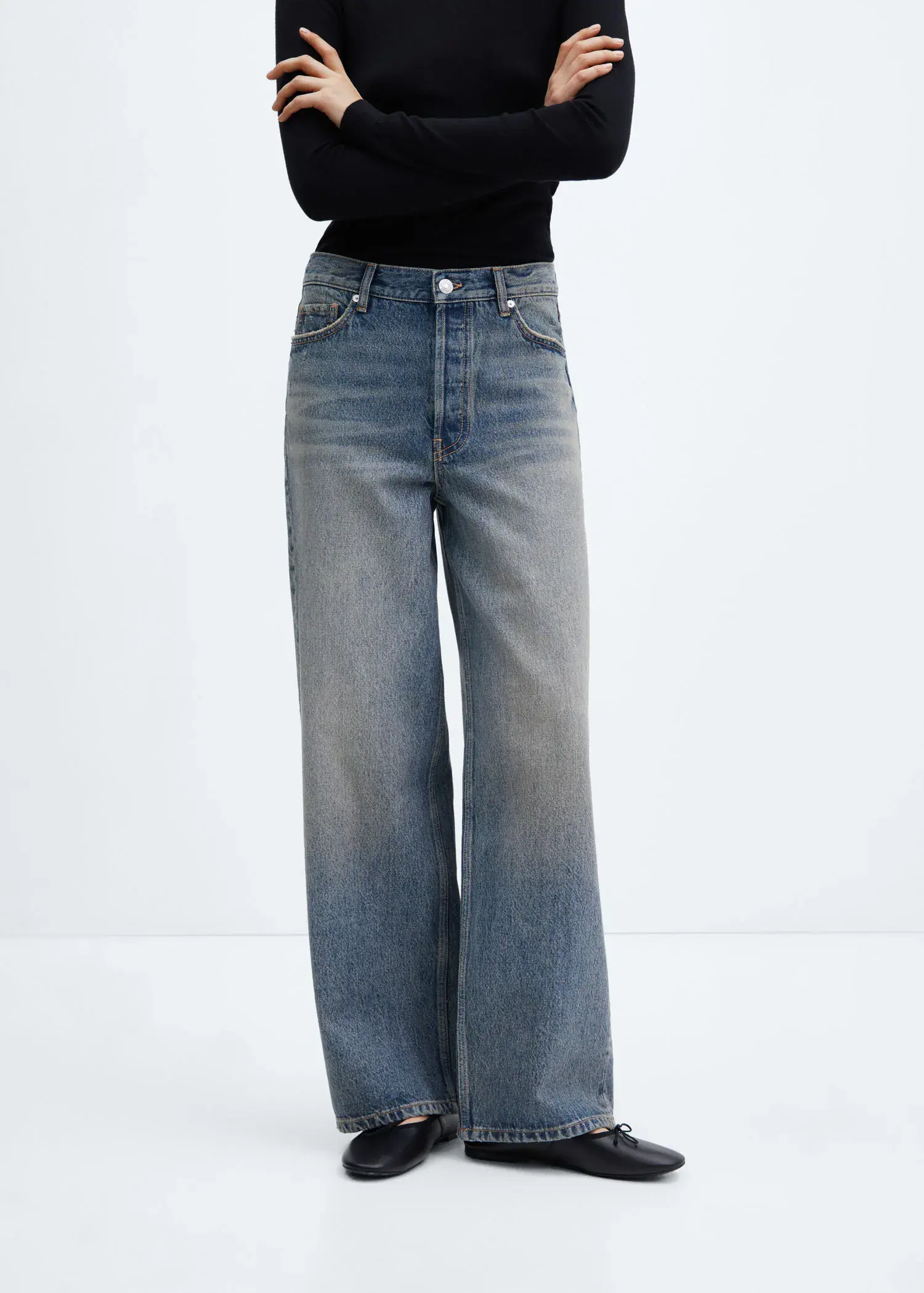 Mango Wideleg mid-rise jeans. 2