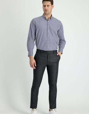 Süper Slim Fit Desenli Klasik Pantolon