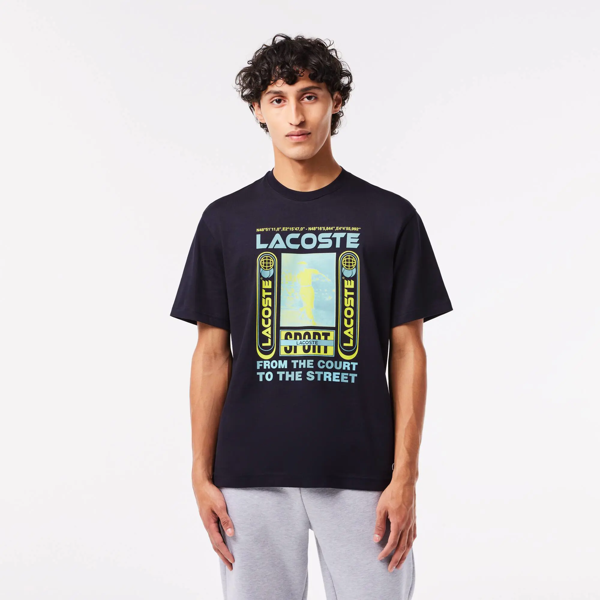 Lacoste T-shirt relaxed fit com estampado René Lacoste. 1