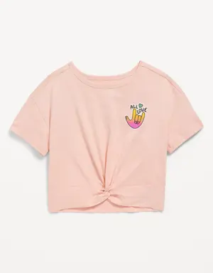 Old Navy Twist-Front Graphic T-Shirt for Girls pink