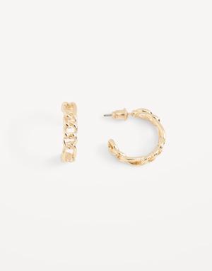 Real Gold-Plated Chain-Link Hoop Earrings for Women yellow