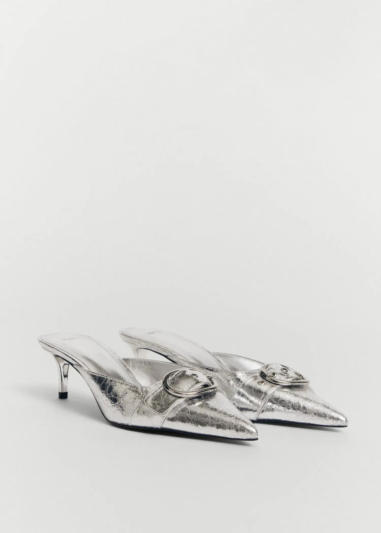Mango Metallic heeled shoe with buckle. 3