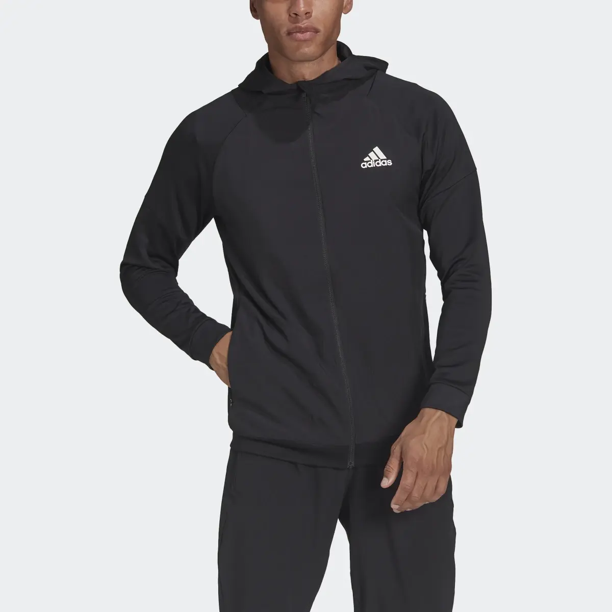 Adidas Sudadera con Gorro de Entrenamiento Cierre Frontal. 1