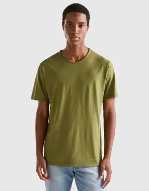 military green t-shirt in slub cotton