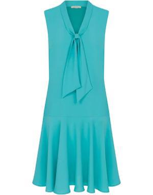 Scarf Detailed Turquoise Casual Dress
