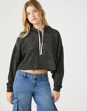 Forever 21 Drop Sleeve Hooded Top Black