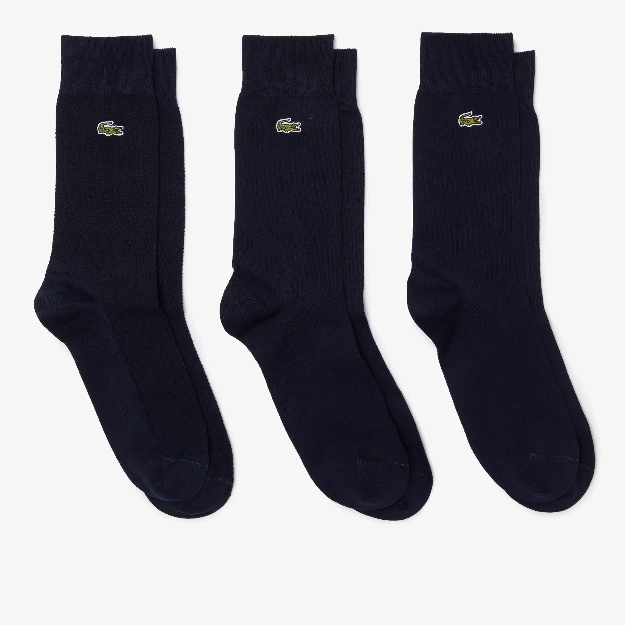 Lacoste Pack de tres calcetines unisex de corte alto en piqué de algodón. 1