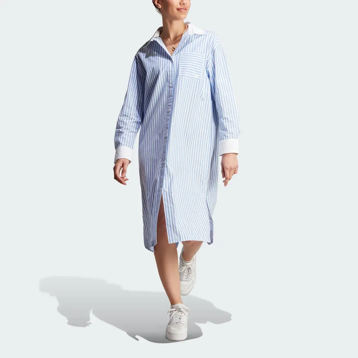 Adidas Premium Essentials Poplin Shirt Dress. 1