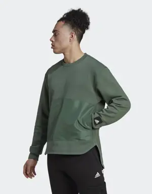 Fleece Woven Crew Sweatshirt