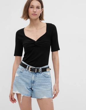 Gap Modern Twist-Front Sweetheart T-Shirt black