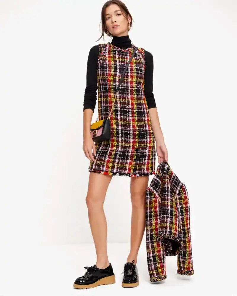 Kate Spade Art Plaid Tweed Dress. 1