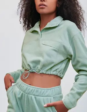 Forever 21 Pantone Fleece Cropped Pullover Sage