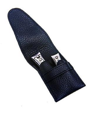 Capri Schwarz 2pc Manicure Set In High Quality Leather Case