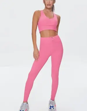 Forever 21 Active Toggle Drawstring Leggings Miami Pink