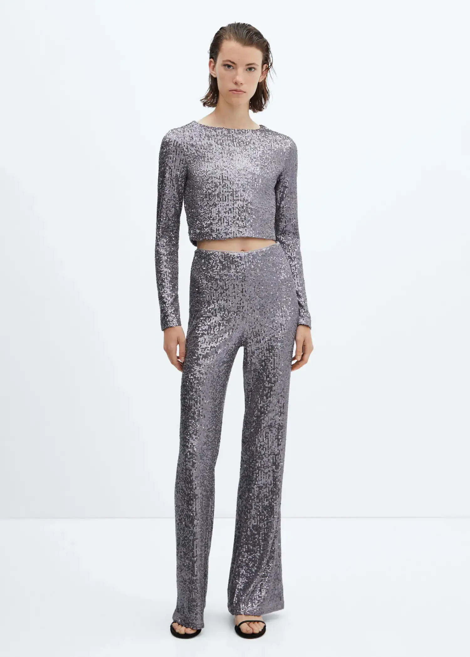 Mango Sequin flared trousers. 1
