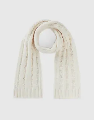 chenille scarf with cable knit