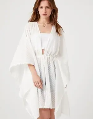 Forever 21 Dotted Chiffon Kimono White