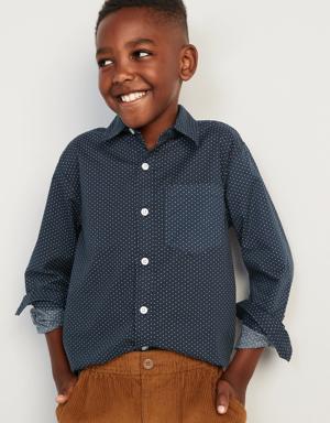 Patterned Poplin Built-In Flex Shirt for Boys blue