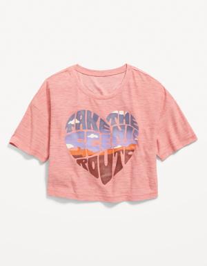 Old Navy Breathe ON Short-Sleeve Cropped Slub-Knit Performance T-Shirt for Girls silver