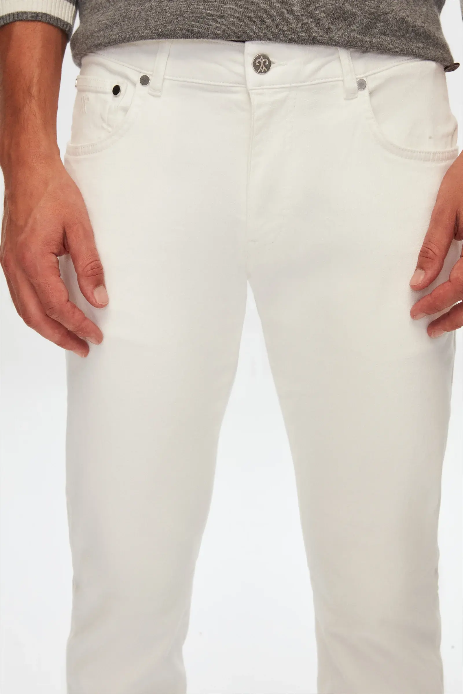 Damat Tween Damat Slim Fit Ekru Pamuklu Likralı Denim Pantolon. 2