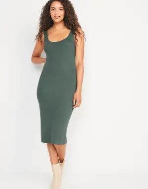 Old Navy Fitted Rib-Knit Midi Tank Sweater Dress for Women green