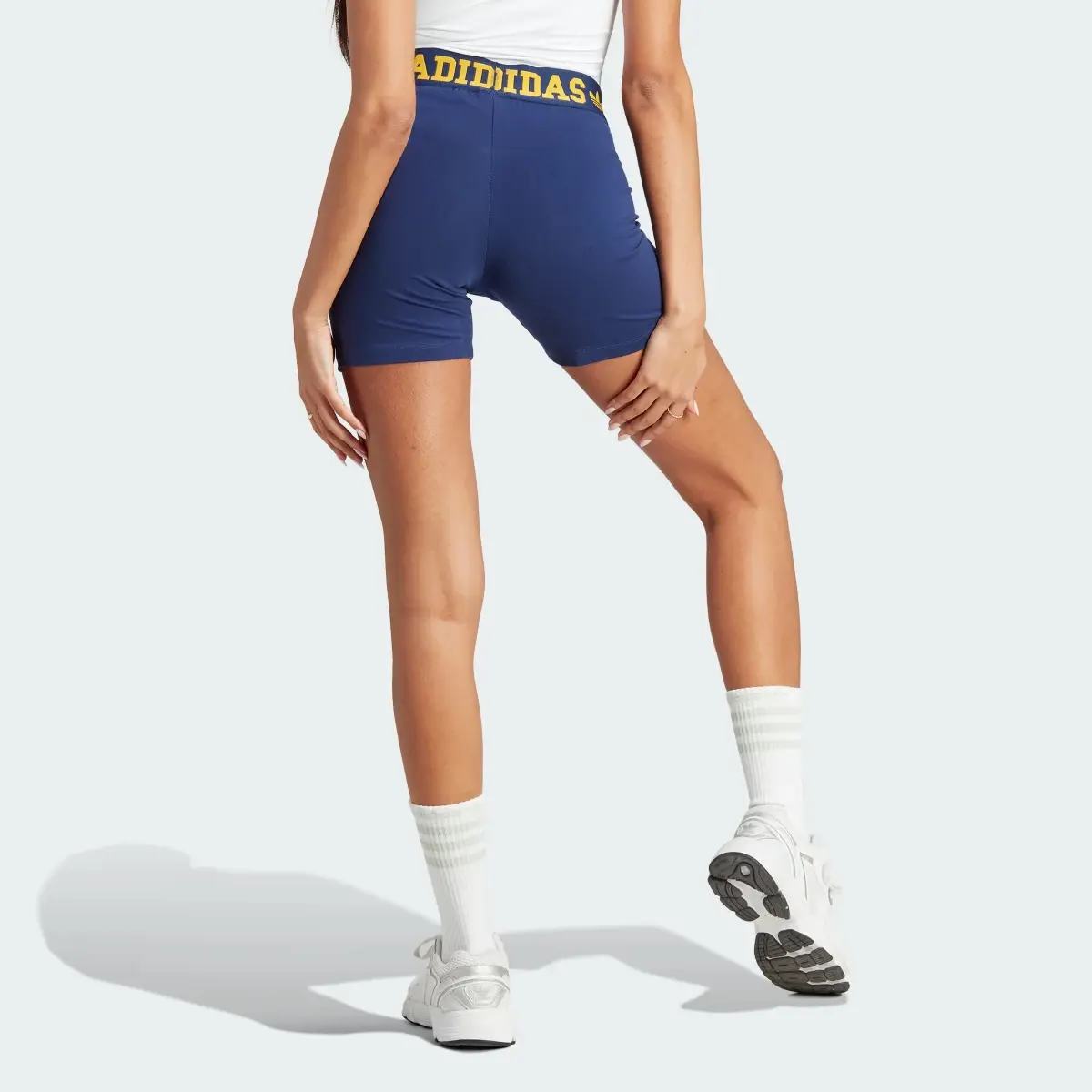 Adidas Logo Waistband Booty Shorts. 2