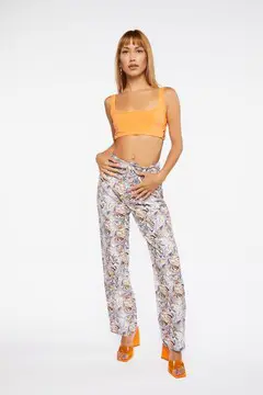 Forever 21 Forever 21 Marble Print Canvas Pants Taupe/Multi. 2