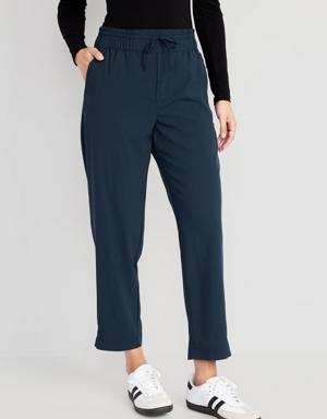High-Waisted StretchTech Cropped Taper Pants for Women blue
