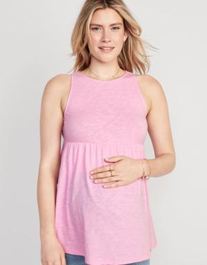 Old Navy Maternity EveryWear Sleeveless Slub-Knit Peplum Top pink