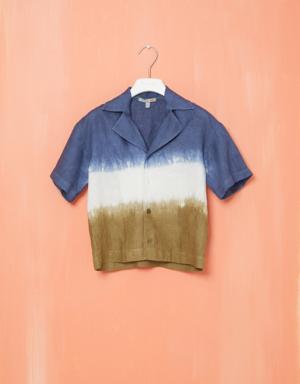 Linen Shirt with Color Transition