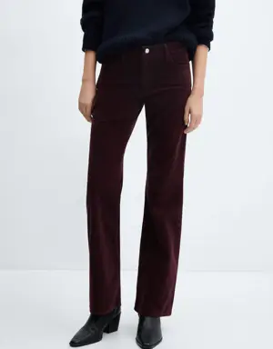Mid-rise corduroy flared trousers