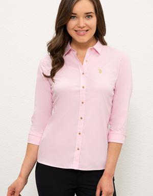 Kadın Pembe Gömlek Uzunkol Basic