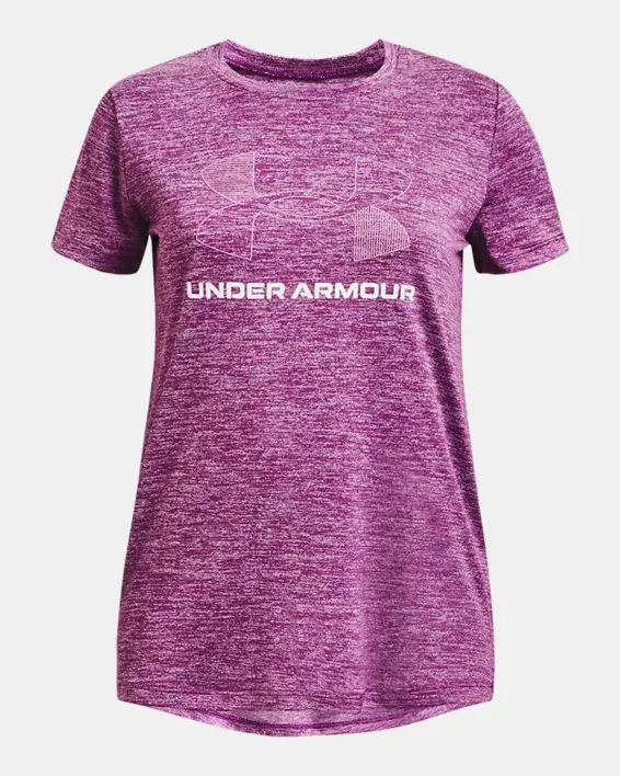 Under Armour Girls' UA Tech™ Twist Big Logo Short Sleeve. 1