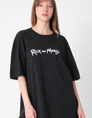 Rick And Morty Baskılı Oversize T-Shirt