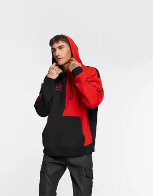 Forever 21 Colorblock Graphic Embroidered Hoodie Black/Red