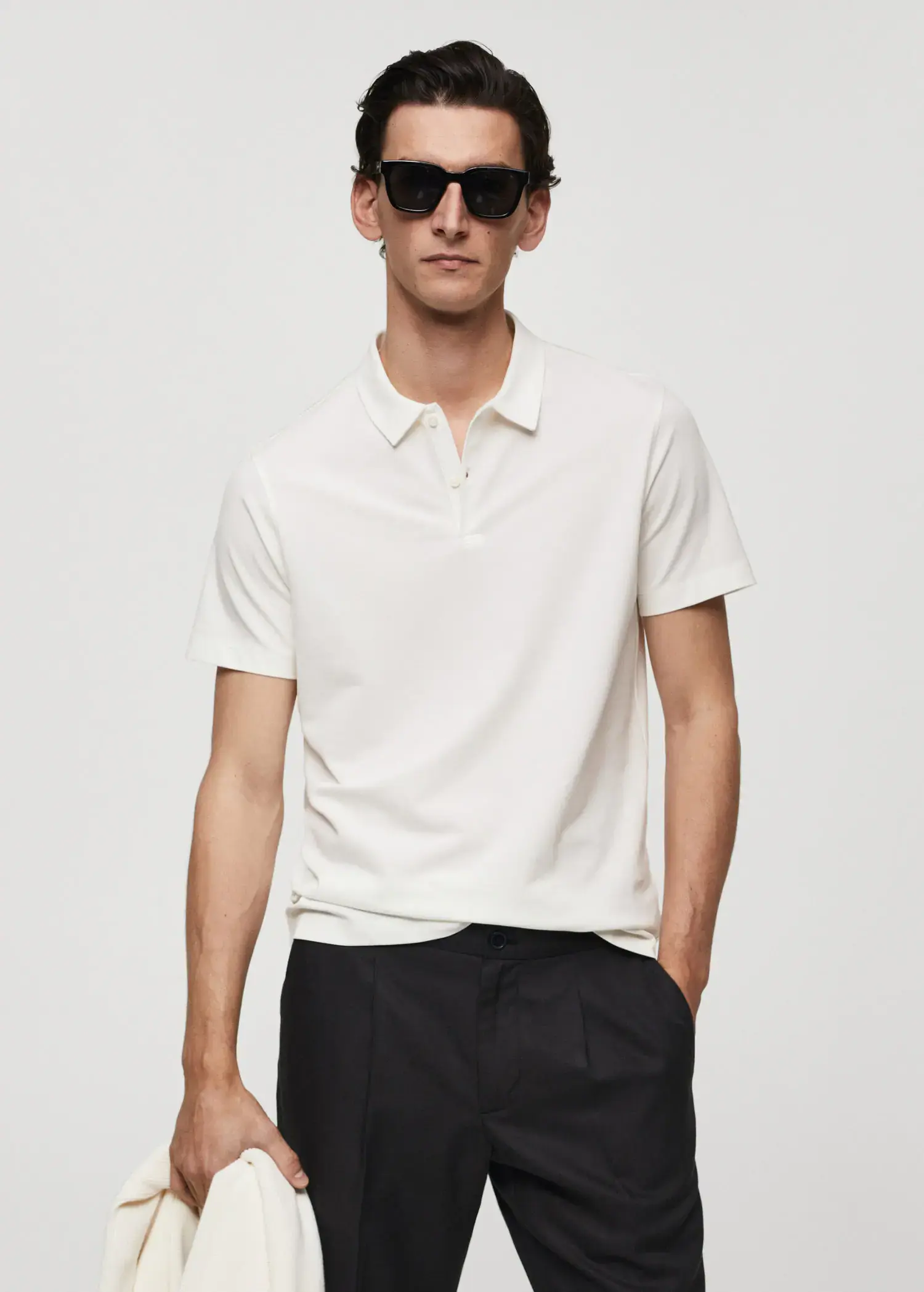 Mango Slim-fit textured cotton polo shirt. 1