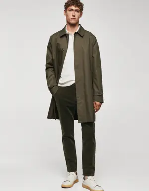Corduroy slim-fit trousers with drawstring